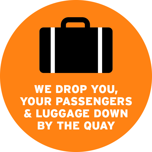 We drop you, your passengers and your luggage on the quay by the Scillonian and pick you up on your return